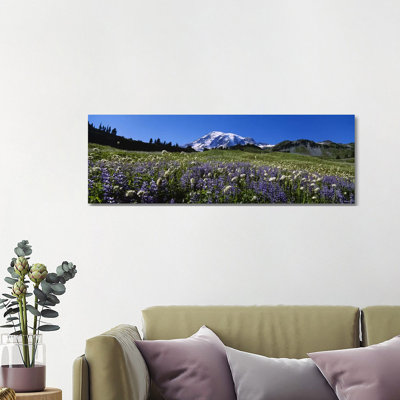 Wildflowers On A Landscape, Mt Rainier National Park, Washington State, USA #4 by Panoramic Images - Wrapped Canvas Panoramic Print