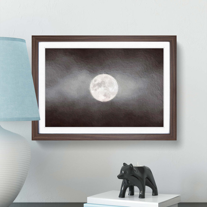 Full Moon at Dusk - Framed Print, 36cm H x 48cm W x 2cm D, Walnut Framed