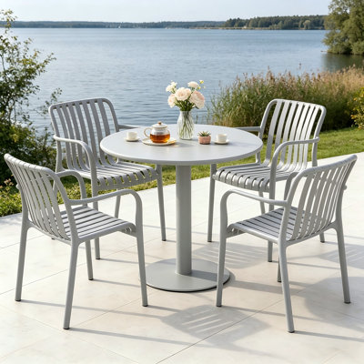 XUEGW Set of 4 Stackable Ergonomic Patio Dining Chair for Garden Restaurant Indoor Outdoor Usage, Gray