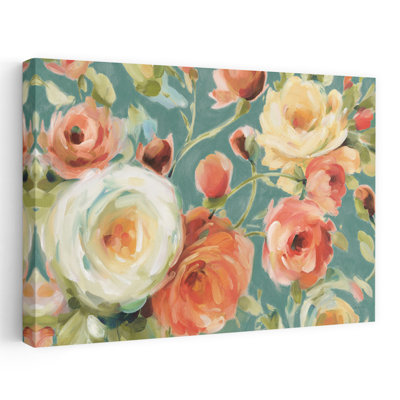 Florabundance I sarcelle d'automne - fleurs bleues, art vert