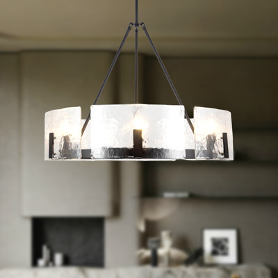 Eira 29-in Black Chandelier with Clear Water Glass