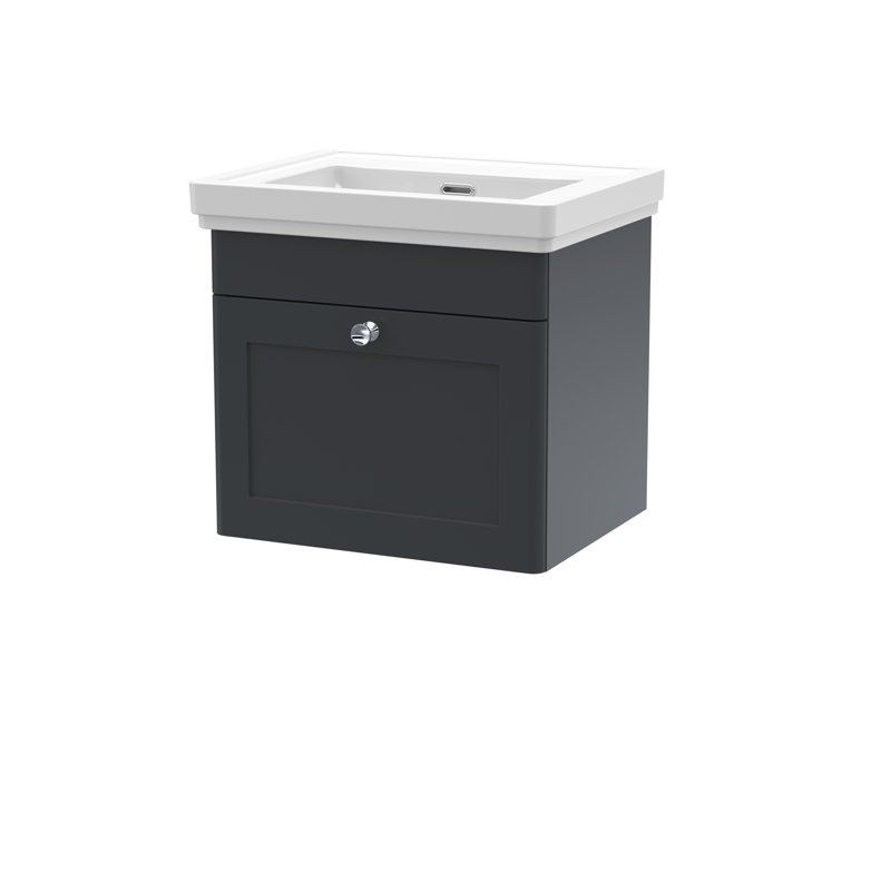 Classique 531mm Single Bathroom Vanity with Drop In Vitreous China Basin, Satin Anthracite