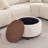 Round Storage Ottoman Upholstered Coffee Table With Removable Tray-2030470451