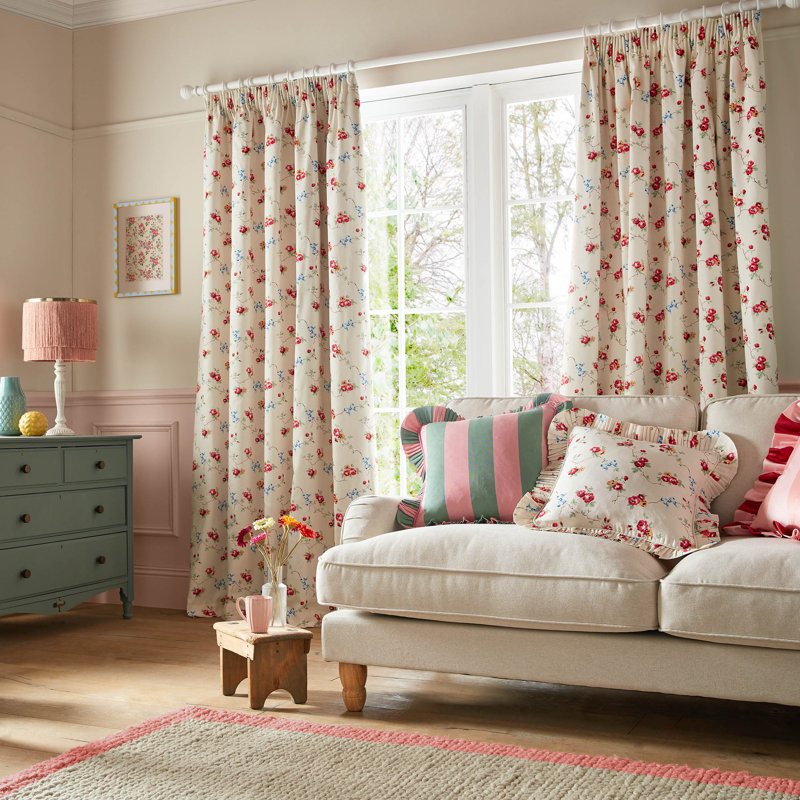 Rose And Bows Blackout Curtain, 229cm Width x 183cm Drop