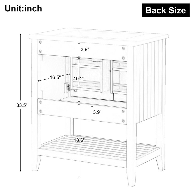  Ensemble de meuble-lavabo 30 po avec lavabo en céramique, Gris