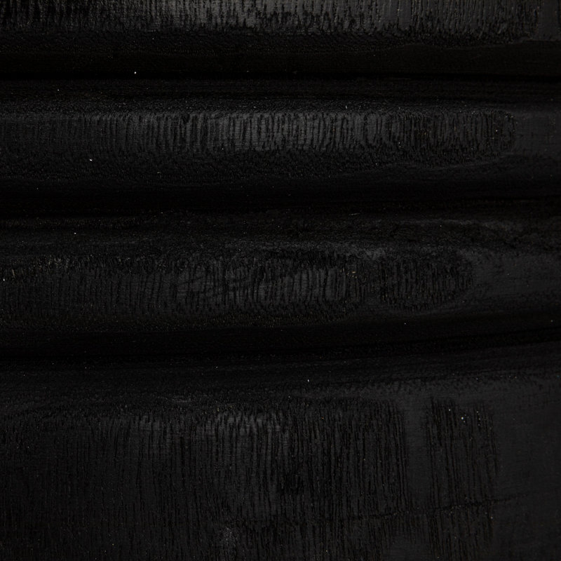Paulownia Wood Carved Stool, Black