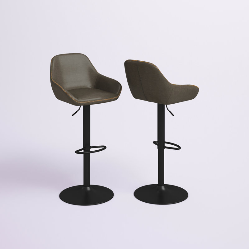 Tabouret de bar pivotant à hauteur réglable Thibodeaux, gris