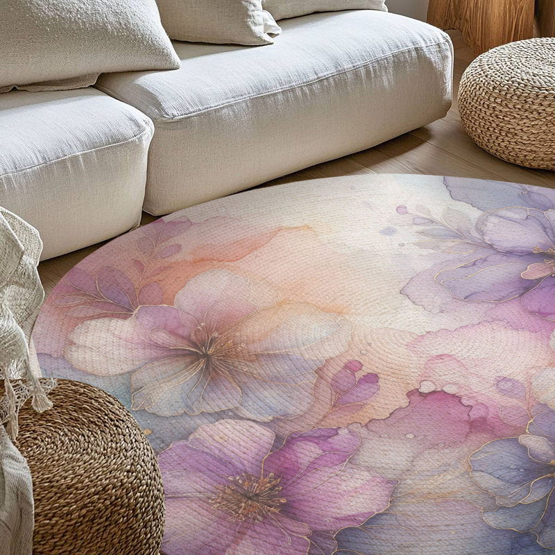 Tapis tressé à encre violette, Rond 5 pi