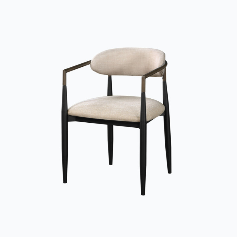 Chaise d'appoint (lot de 2), tissu beige et finition noire