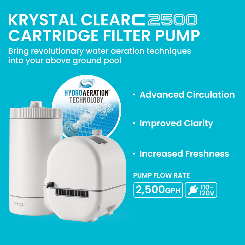 Intex: Krystal Clear: Cartridge Filter Pump - C2500 - Above Ground Pool Maintenance, GFCI, HydroAeration Tech, Type B Cartridge, Water Clarity 26633EG