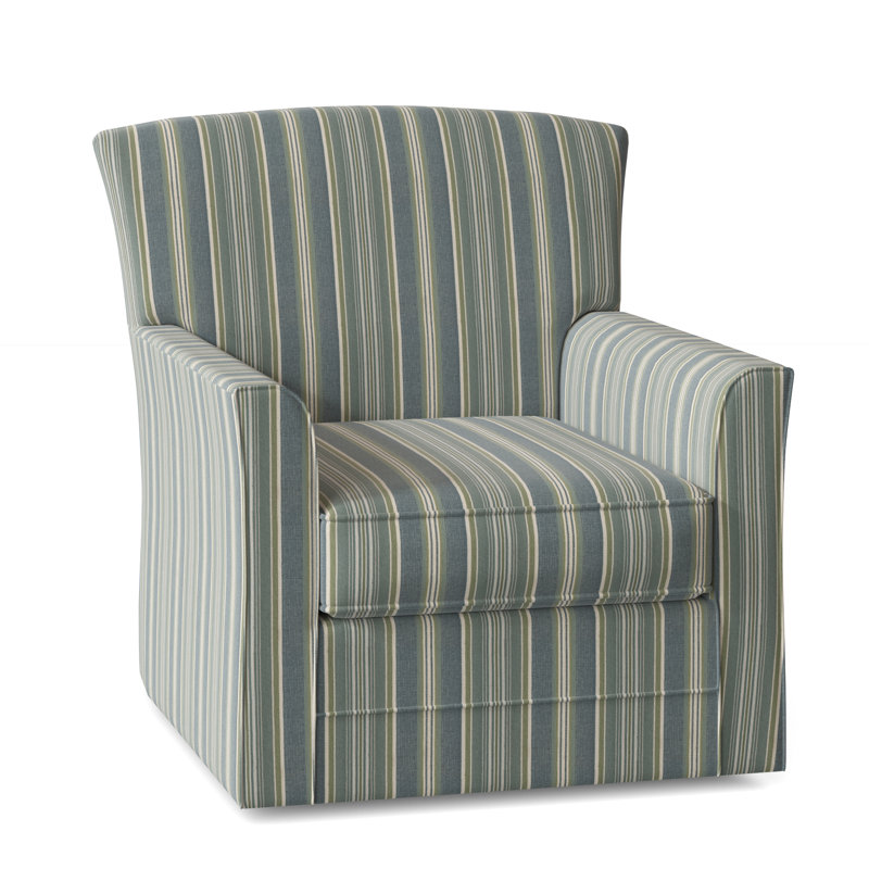 Buckley Swivel Armchair, Green and Blue Stripe; 0252-54