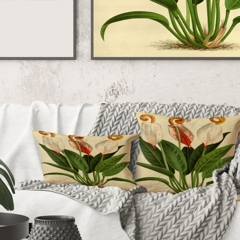 Square, Retro Flowers I - Coussin décoratif imprimé Farmhouse, 18" x 18"