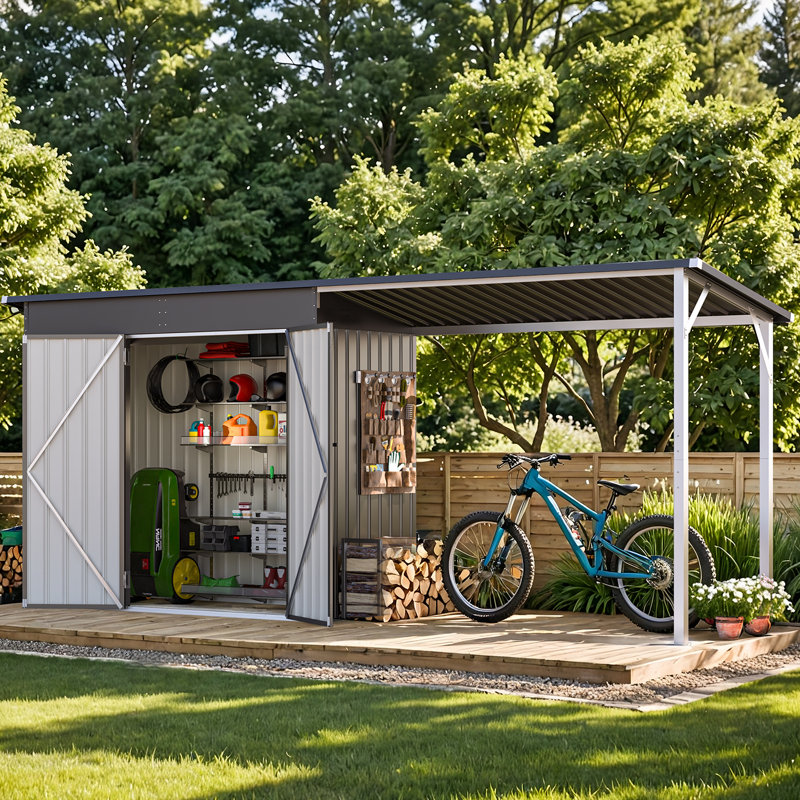 Outdoor Open-sided Storage Shed, 8'x4'