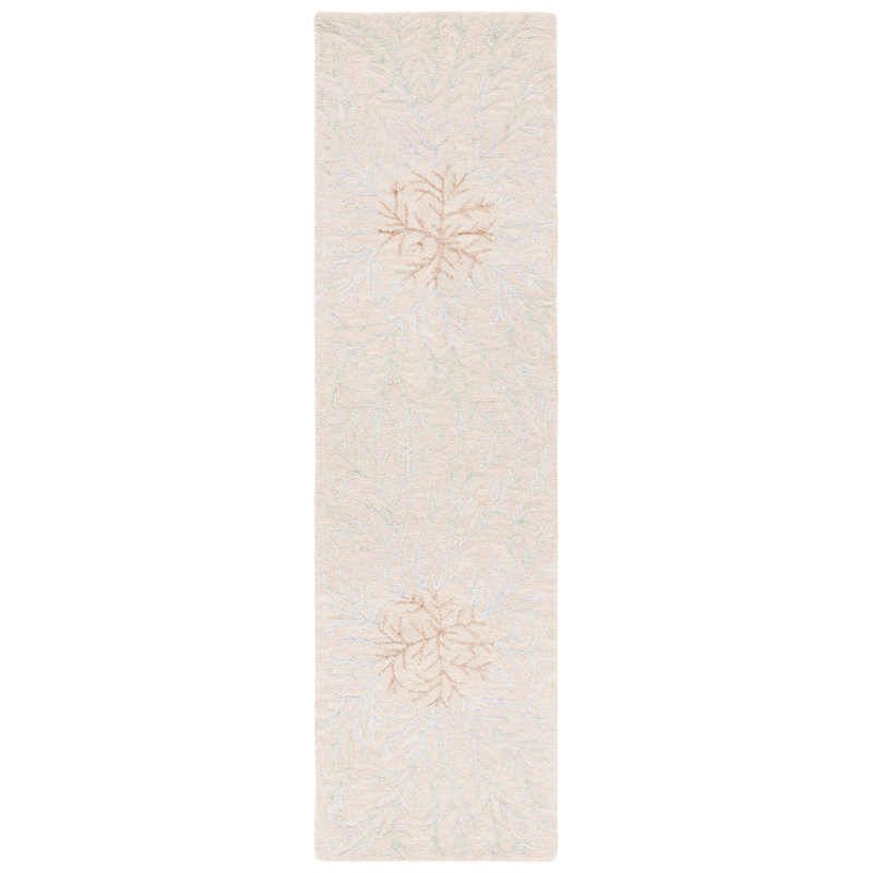 Kaiyden Hand Tufted Wool/Cotton/Viscose Floral Rug in Gray/Beige, Runner 2'3" x 8'