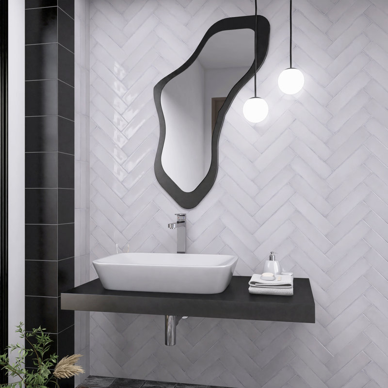 Supreme Tile Iris Aguamarina 2.9 in. X 11.8 in. Polished Ceramic Subway Wall Tile, Blanco White