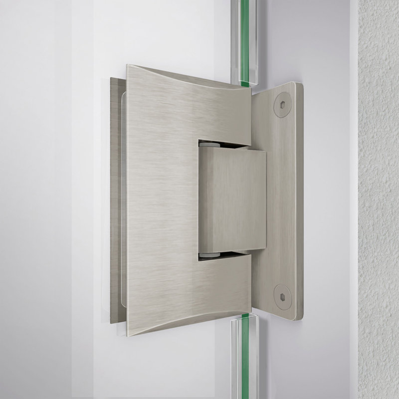 Porte de douche à charnière sans cadre Unidoor-LS avec technologie ClearMax, Nickel brossé, 39"