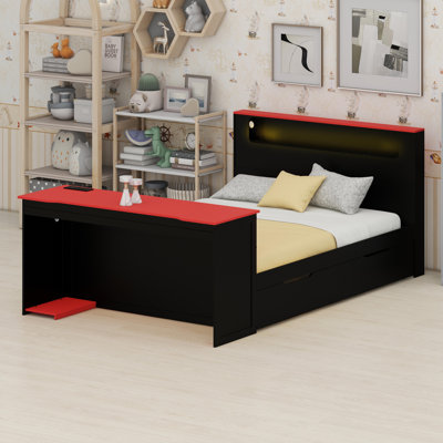 Lit de jour Smart Kids avec lit gigogne escamotable, espace de travail, lampe à DEL et connectivité USB