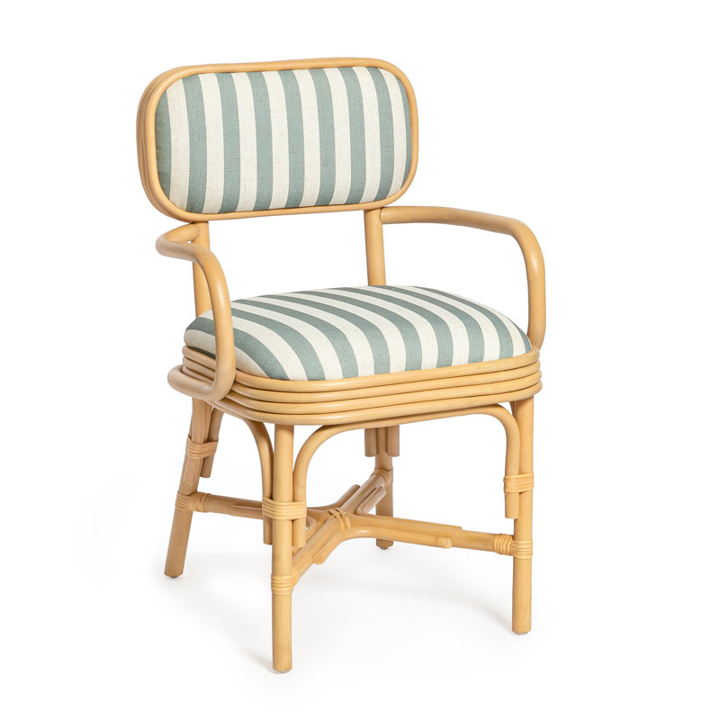 Dorine Mint Green Striped Arm Chair, Green