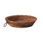 Vintage Wood Bowl with Iron Handle-2078129513