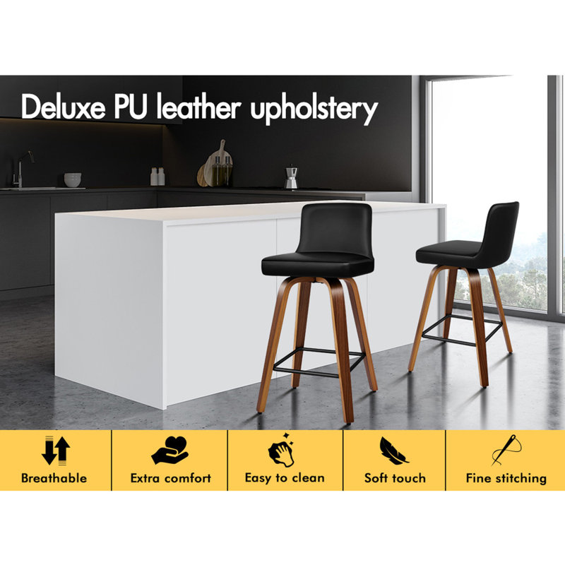 Nettey Swivel Upholstered Counter Stool, Brown