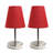 Amandev Simple Designs Sand Nickel Mini Basic Table Lamp with Tapered Fabric Shade-727904194