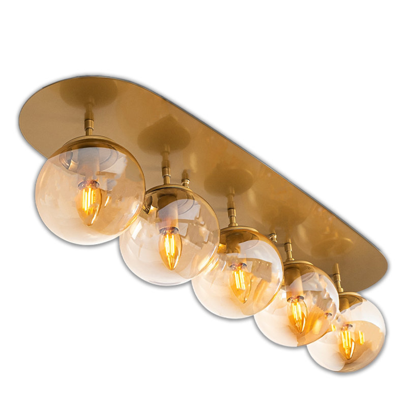 5 Lights Luxury Metal Body Glass Cap Semi Flush Mount
