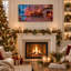 Art mural Mid-Century avec arbre rose et toile de Noël-2123378459