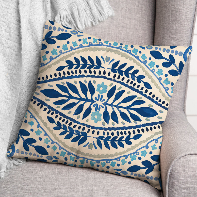 Housse et insert de coussin extérieur d'extérieur, Bleu, Floral 4