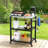 24" x 18" Outdoor Grill Cart Prep Table with Stainless Steel Top, Rolling BBQ Food Prep Station with Wheels & Hooks