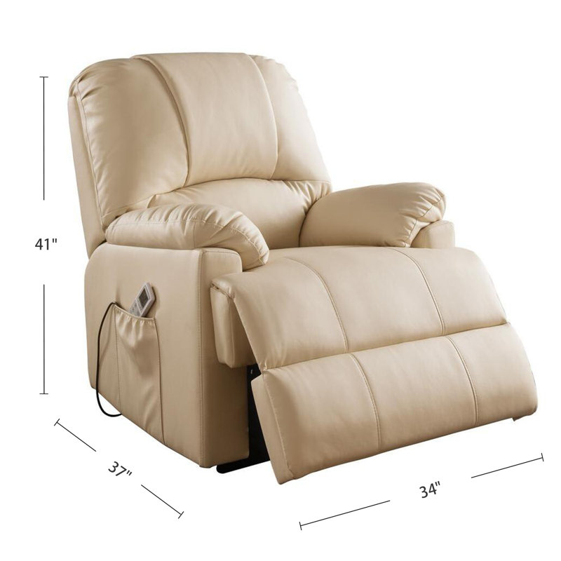 Faux Leather Lift Assist Recliner, Beige Faux Leather