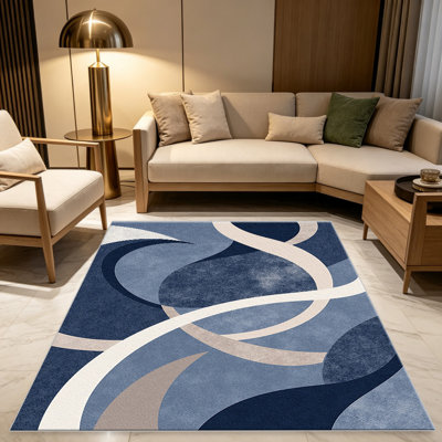 Blue   area rugs for Living Room, Soft and Comfortable, Suitable for all seasons, easy to maintain, machine washable Indoor floor mat, Under Table Farmhouse suitable for Bedroom, Dining Room, Study,  Balcony, Home Decor Patio