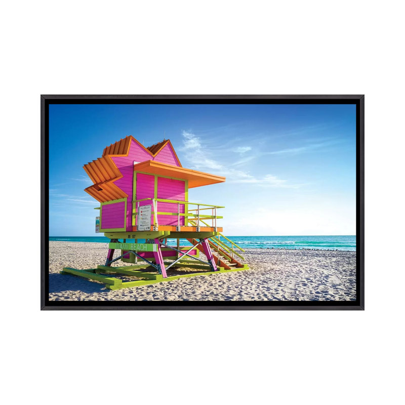«Pink Morning, Miami Beach Florida» par Susanne Kremer - reproduction de photo, Aucun mat, H 26 po x l 40 po x 1,5 po