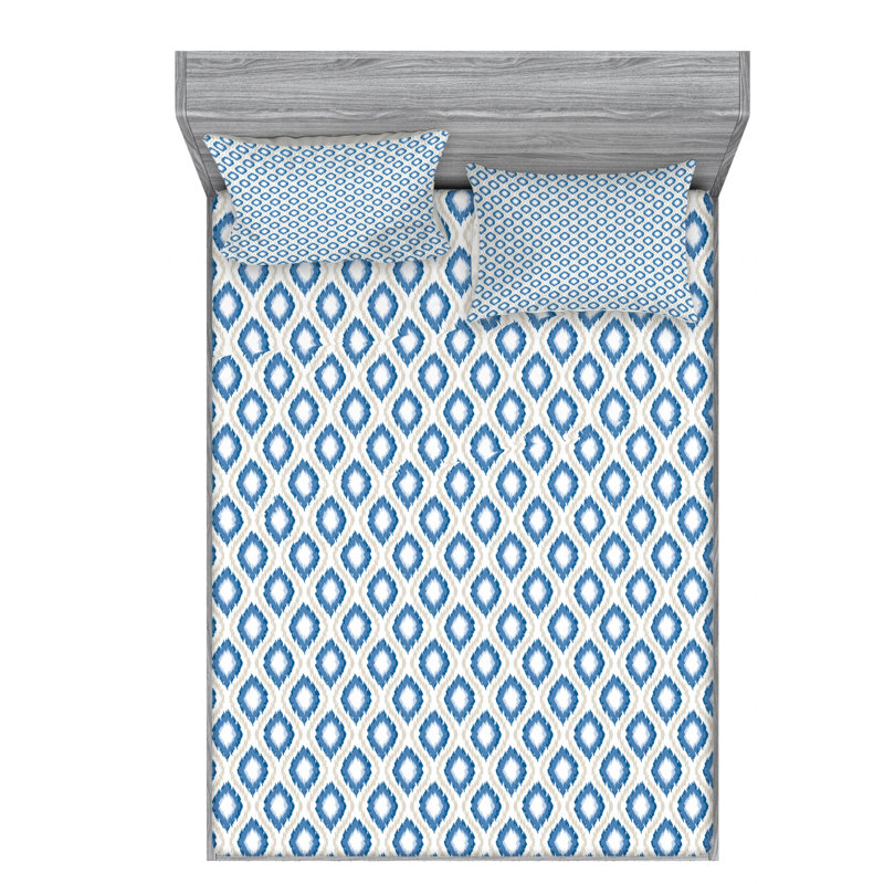 Microfiber Ikat Sheet Set, Full Sheet Set + Fitted Sheet + 2 Pillowcases