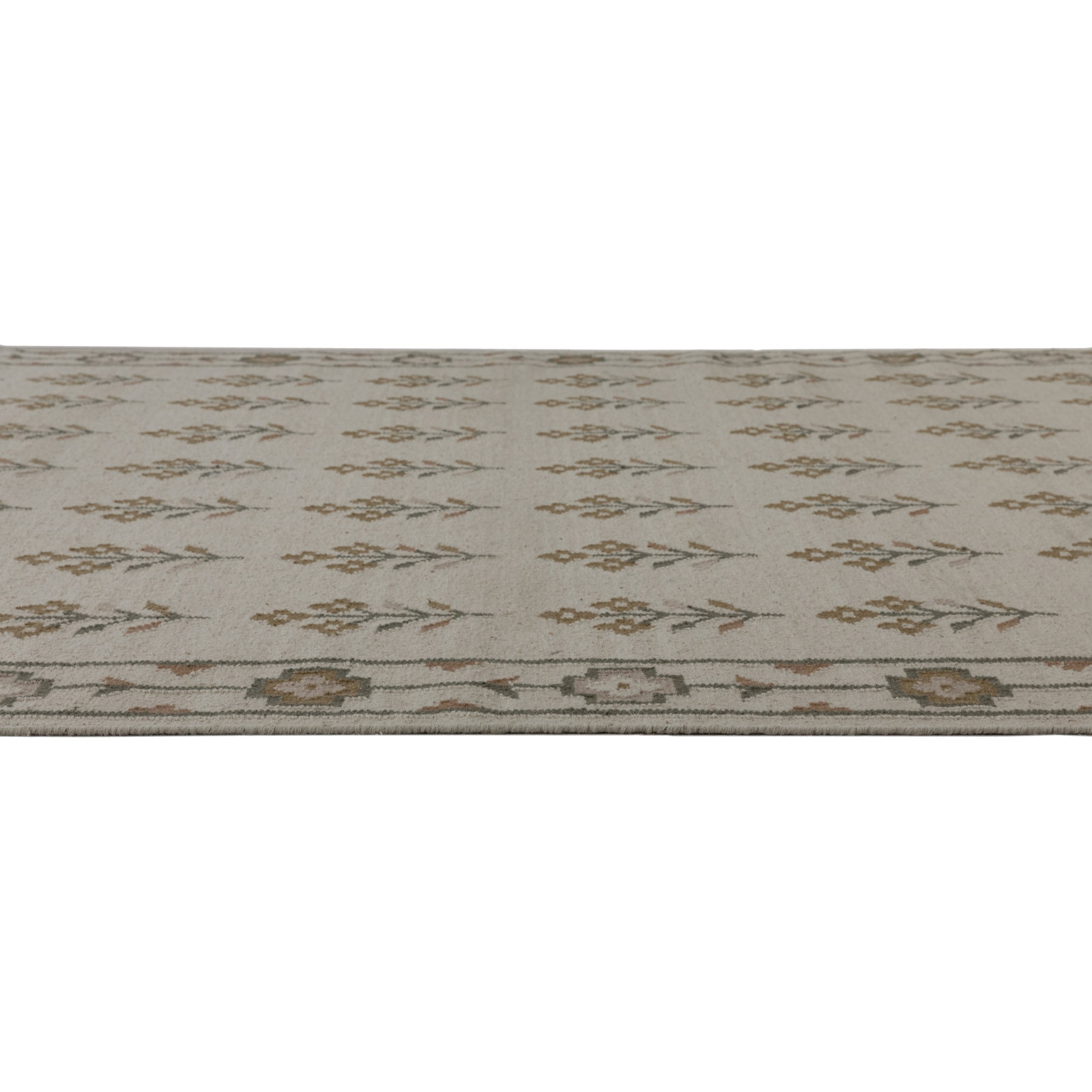 Heidi Flatweave Wool Floral Scandinavian Rug, 3'x5', Ivory