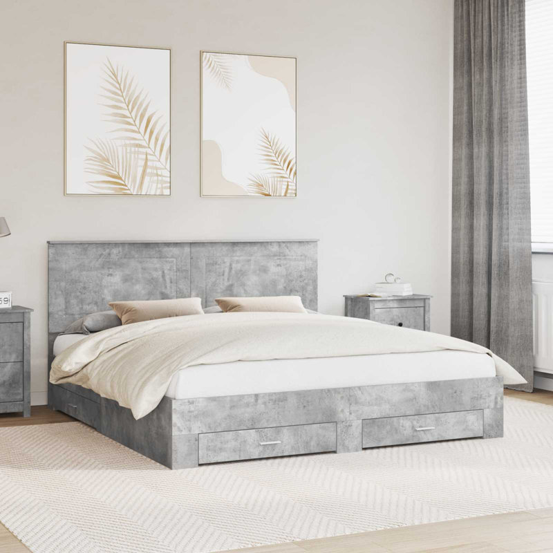 Bed, Kingsize (5'), Concrete Grey