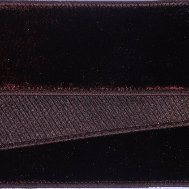  Ruban câblé 2,5 po x 10 po en velours chocolat. Envers en dupion chocolat, Chocolat