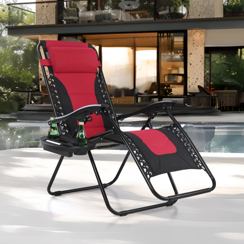 Chaise inclinable zéro gravité avec coussin, Rouge