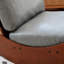 Fauteuil à bascule planeur en similicuir bleu avec structure en bois massif