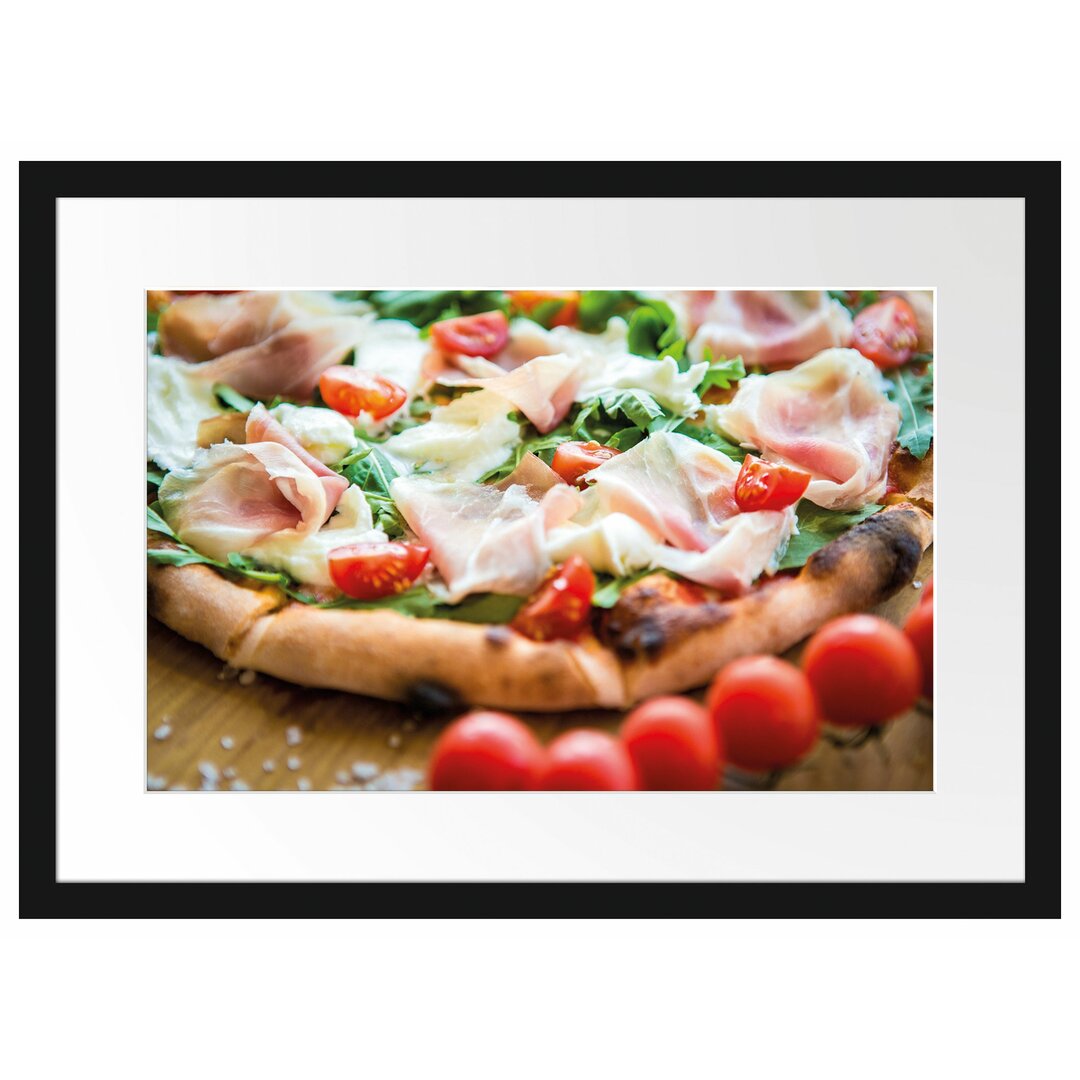 Gerahmtes Poster Pizza mit Parmaschinken