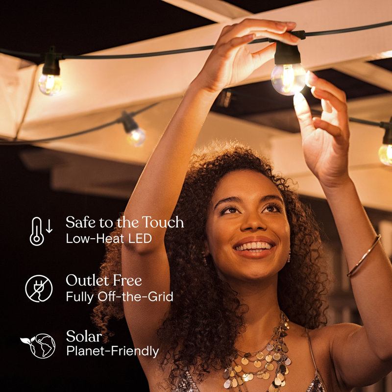 27 Ft Solar Powered Outdoor LED Globe String Lights