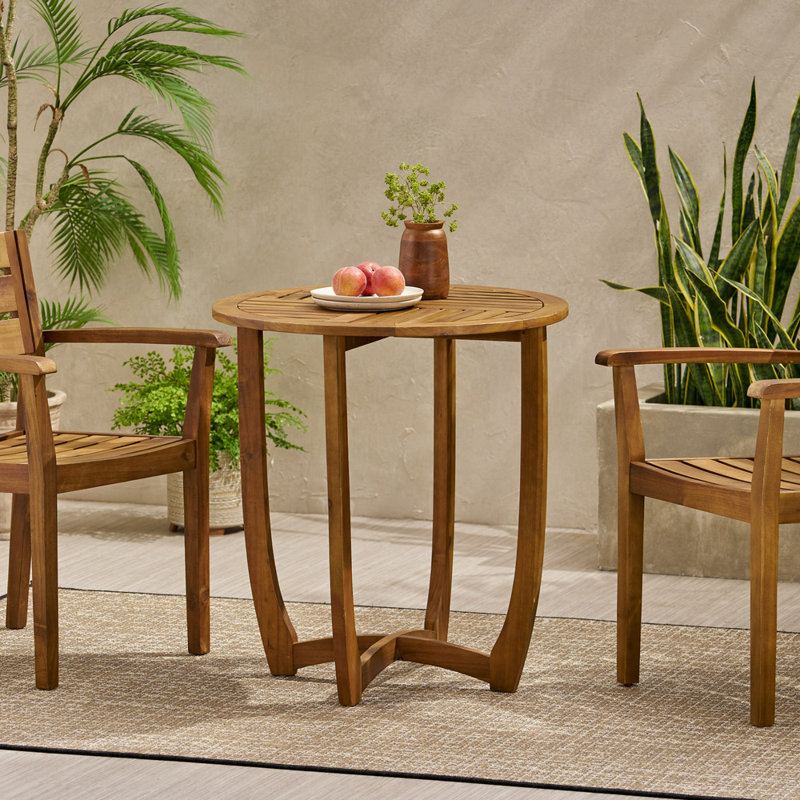 Table d'appoint d'extérieur ronde en bois d'acacia, Teck