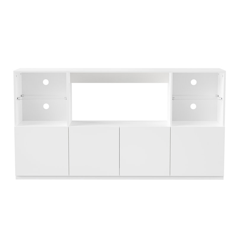 Meuble télé ultrabrillant avec lumières DEL, Blanc