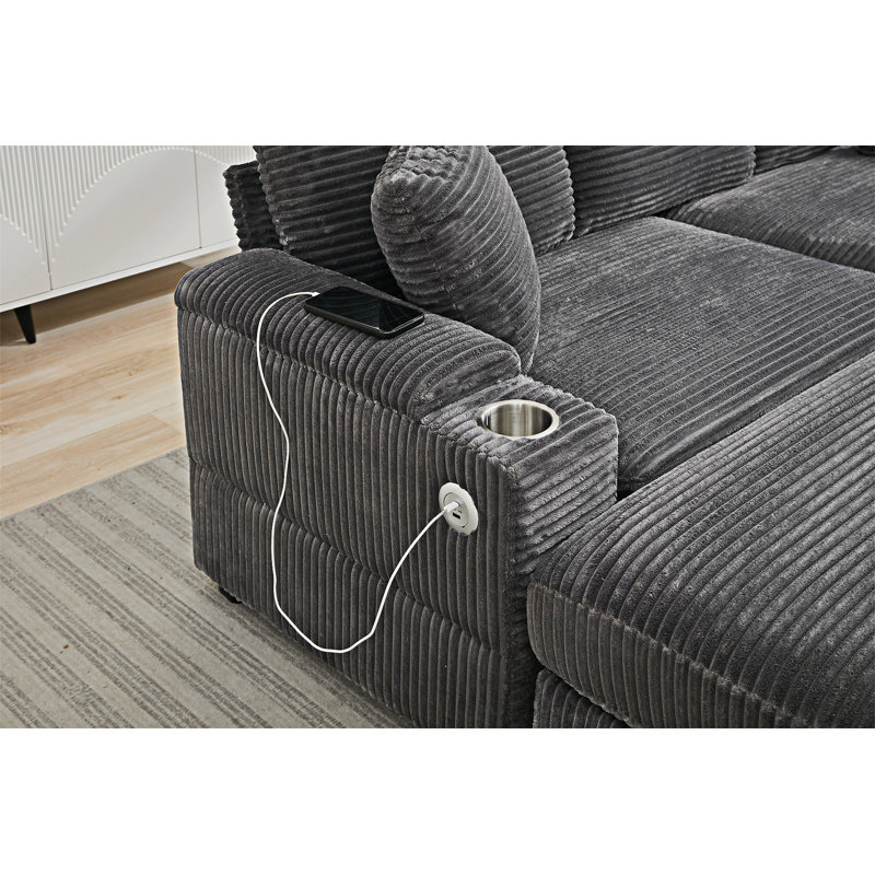 Ensemble de canapé-lit modulaire convertible rembourré modulaire, Gris