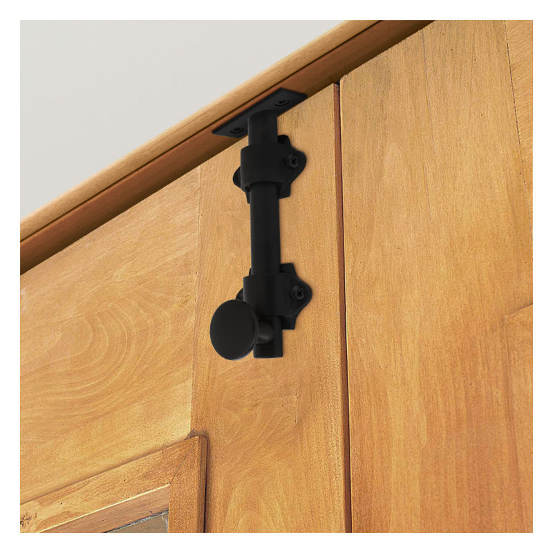 Heavy Duty Solid Brass Dutch Door Bolt, Matte Black, 4.375" H x 1.625" W x 0.8125" D