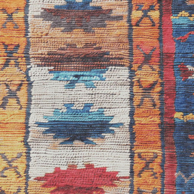 Tapis intérieur tribal lavable bleu marine et cuivre 3 pi x 5 pi