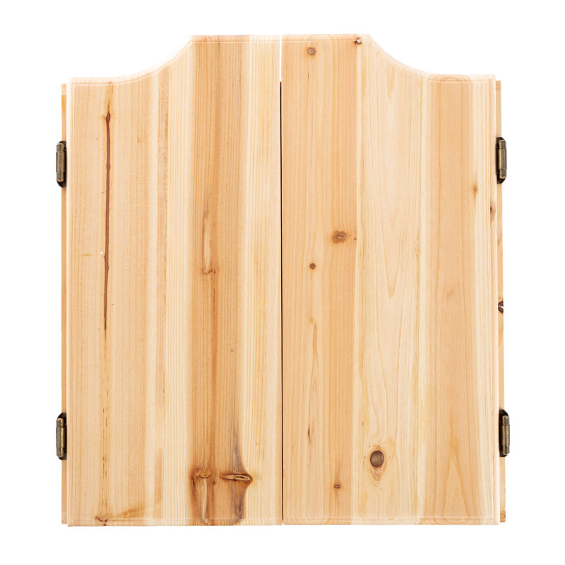 Solid Pinewood Dartboard Cabinet Set with Steel Tip Darts