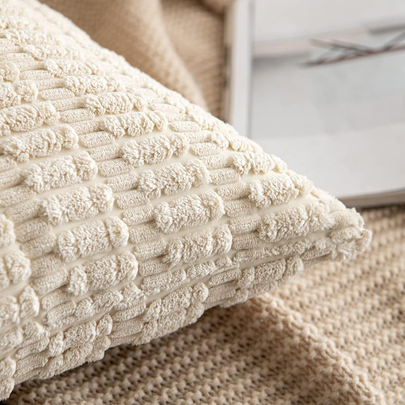 Treshawn Striped Reversible Pillow Cover, Cream