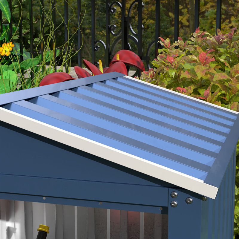 3 ft. W x 3 ft. D Galvanized Steel Garbage Shed, Used for Outdoor Small Tools Storage, Blue