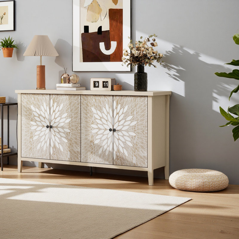 Sideboard Buffet Cabinet, Storage Cabinet With Storage,Modern Storage Cabinet With 4 Doors & Adjustable Shelves For Living Room