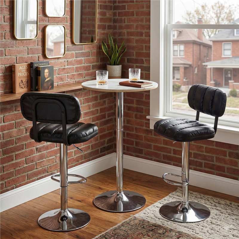 Ensemble de table de bar 3 pièces Modern, Silver, Noir / argenté